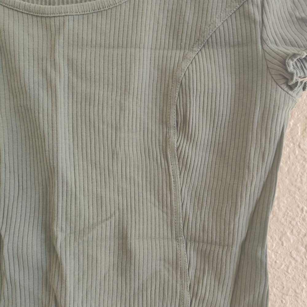 Women's Ribbed Green Top - Picture 3 of 3